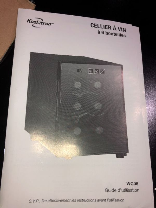 Photo 5 of **USE FOR PARTS, NON-FUNCTIONAL, DOOR HANGING OFF** Koolatron Urban Series 6 Bottle Wine Cooler, Thermoelectric Wine Fridge, 0.65 cu. ft.