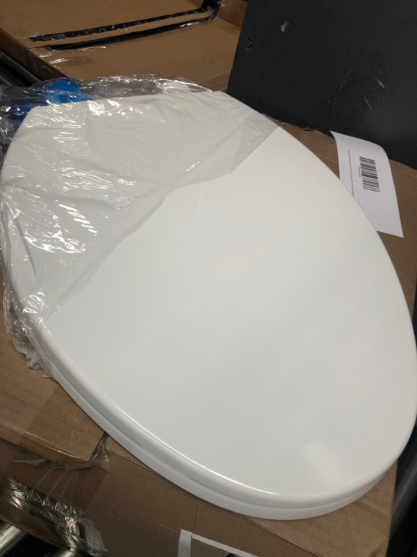 Photo 2 of WSSROGY Elongated Toilet Seat with Lid, Quiet Close, Fits Standard Elongated or Oblong Toilets, Slow Close Seat and Cover, Oval, White
