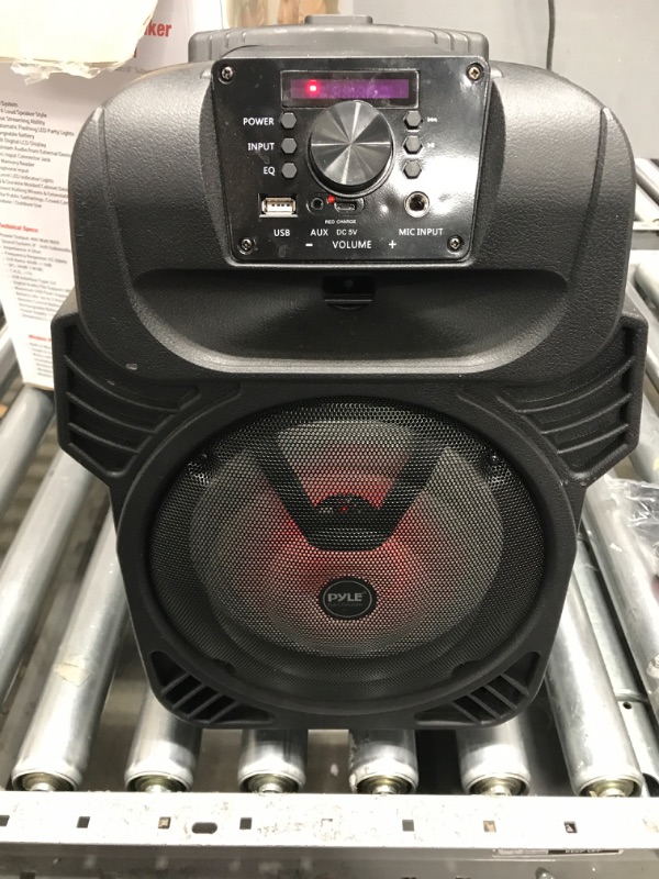 Photo 3 of 400W Portable Bluetooth PA Loudspeaker - 8” Subwoofer System, 4 Ohm/55-20kHz, USB/MP3/FM Radio/ ¼ Mic Inputs, Multi-Color LED Lights, Built-in Rechargeable Battery w/ Remote Control - Pyle PPHP844B