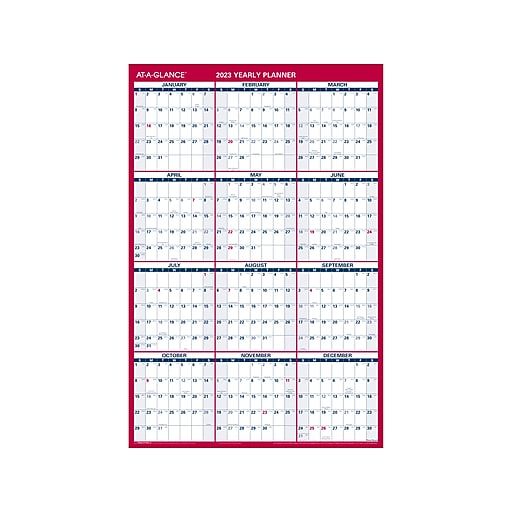 Photo 1 of 2023 at-a-GLANCE 36" X 24" Yearly Wet-Erase Wall Calendar, Reversible, Red/Blue (PM26P-28-23)
