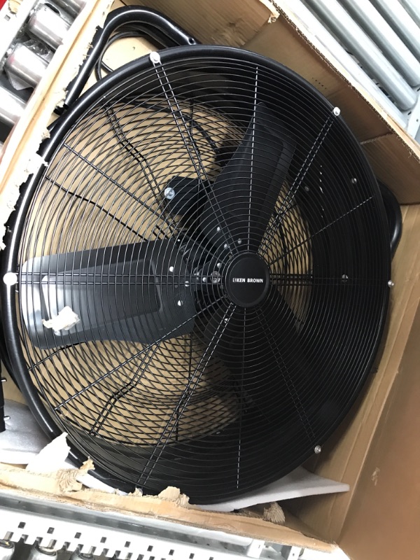 Photo 2 of 24 Inch Energy Efficiency 120W Industrial Floor Fan 7800CFM Aluminum Blades 3 Speeds Powerful Airflow for Industrial Garage Shop Workshop Basement, Black