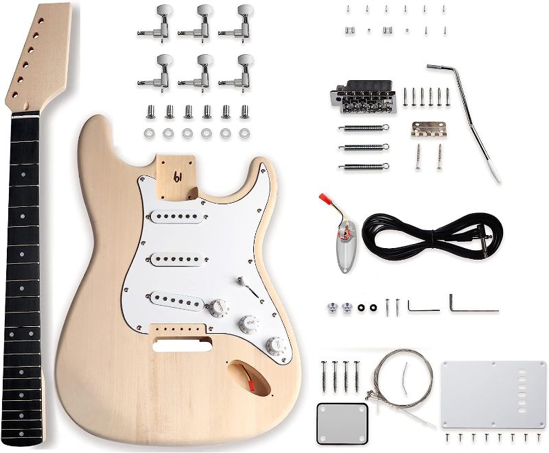 Photo 1 of **MISSING PARTS** Fistrock DIY Electric Guitar Kit Beginner Kits 6 String Right Handed with Basswood Body Maple Neck Poplar Laminated Fingerboard Build Your Own Guitar.
