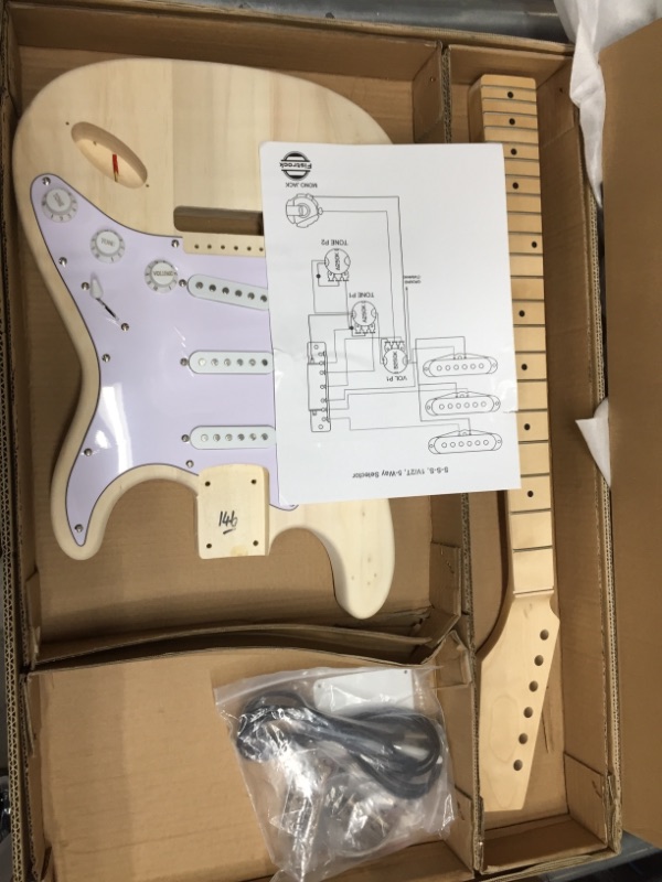 Photo 3 of **MISSING PARTS** Fistrock DIY Electric Guitar Kit Beginner Kits 6 String Right Handed with Basswood Body Maple Neck Poplar Laminated Fingerboard Build Your Own Guitar.
