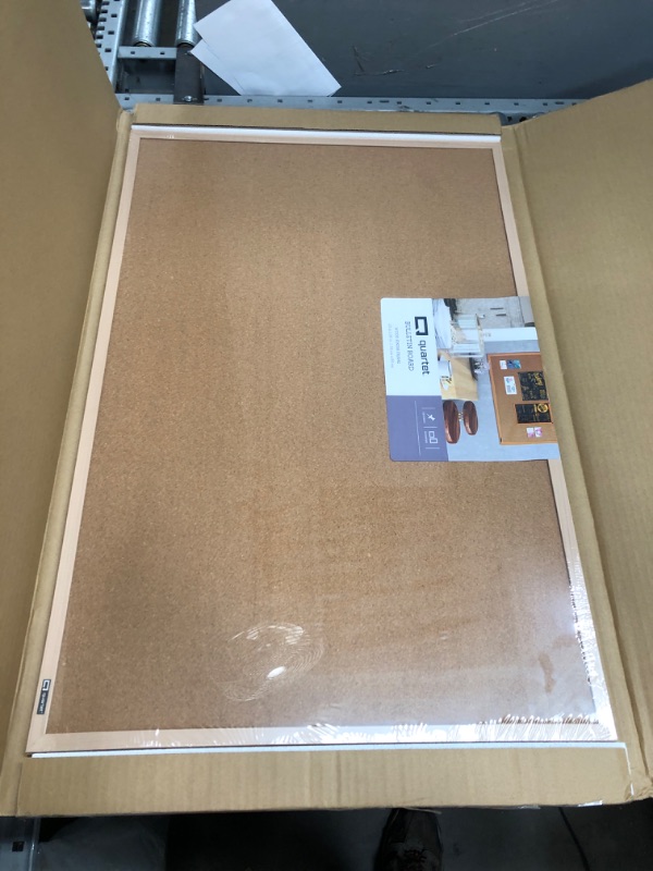 Photo 1 of Quartet Cork Board Bulletin Board, 2' x 3' Framed Corkboard, Oak Frame, Decorative Hanging Pin Board, Perfect for Office & Home Decor, Home School Message Board or Vision Board (35-380352)