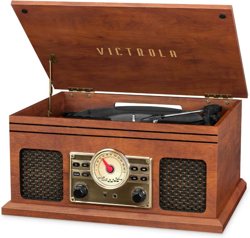 Photo 1 of 
Victrola VTA-250B-MAH 4-in-1 Nostalgic Bluetooth Record Player with 3-Speed Turntable FM Radio and Aux-in Mahogany
Color:Mahogany
Style:Record Player