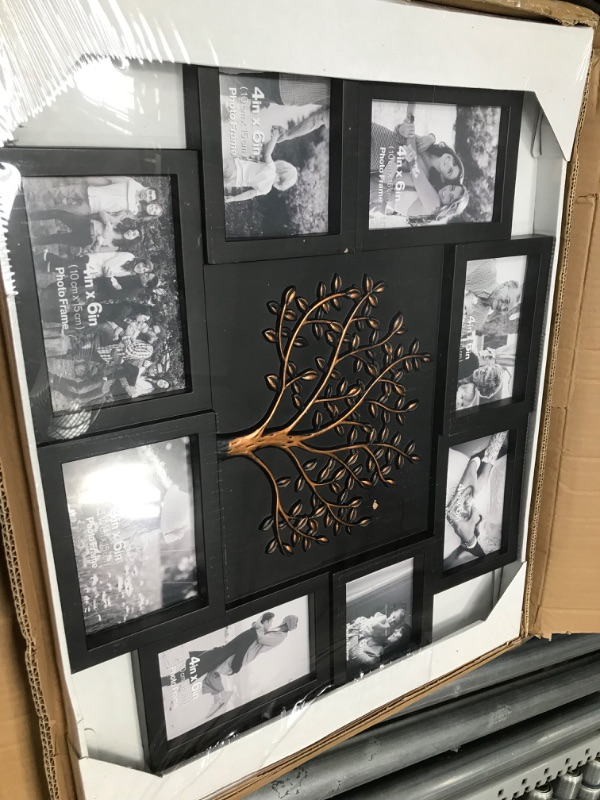 Photo 2 of Hello Laura - 4x6 Picture Frame Collage Family Tree Wall Decor Display 8 Opening Photos Collage with Tree Decor for Home Bedroom - Black