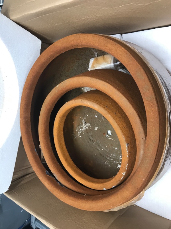 Photo 2 of 21.6, 16.9 and 12.5 in. W Round Iron Oxide Concrete Elegant Planters (Set of 3), Outdoor Indoor Modern Planter