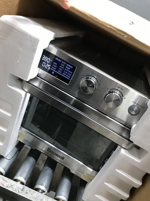 Photo 3 of **light does not turn on**
ECOWELL Air Fryer Toaster Oven Combo, 15-in-1 Airfryer Toaster Ovens Countertop, 26.4 QT Stainless Steel Air Fryers Convection Oven, for 360° Even & Healthy Cooking, Model: ECOKX01, Silver
