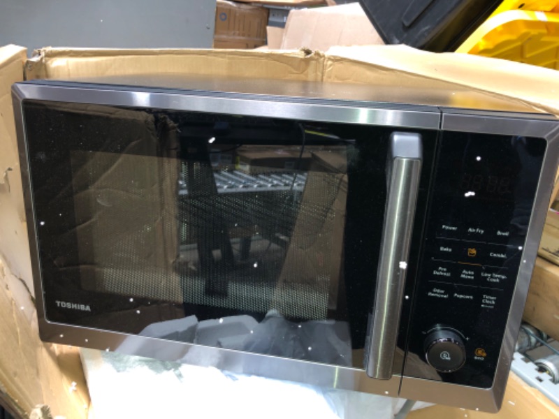 Photo 4 of *NONFUNCTIONAL**OSHIBA ML2-EC10SA(BS) 8-in-1 Countertop Microwave with Air Fryer Microwave Combo, Convection, Broil, Odor removal, Mute Function, 12.4" Position Memory Turntable with 1.0 Cu.ft, Black stainless steel Air Fry-1.0 Cu.Ft.