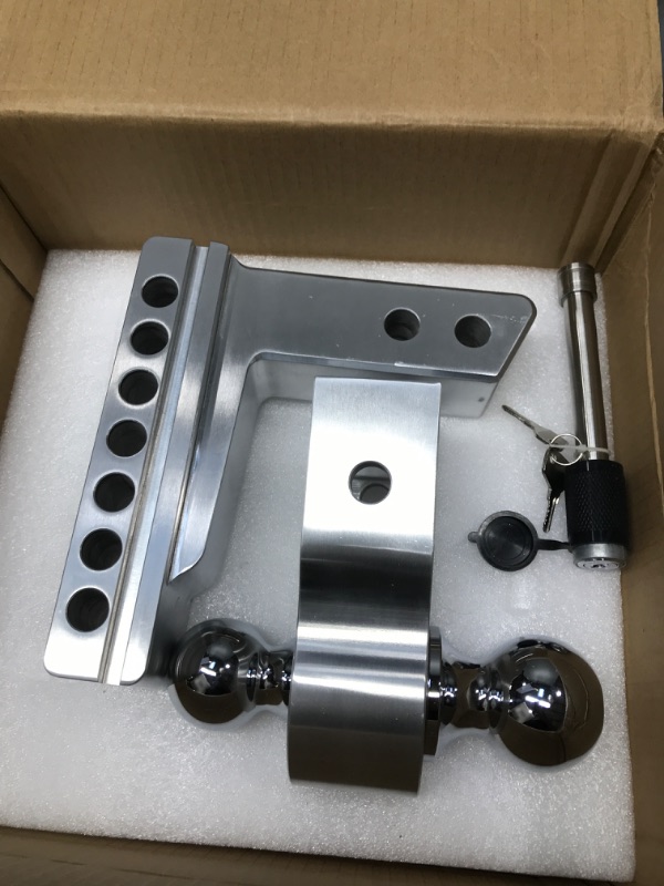 Photo 2 of Adjustable Trailer Hitch, Fit 2-Inch Receiver, 6-Inch Drop Hitch, Forged Aluminum Shank Tow Hitch, Ball Mount Hitch - 12,500 LBS GTW, 2 and 2-5/16 Inch Stainless Steel Balls with Double Locks 6 Inch Drop Hitch