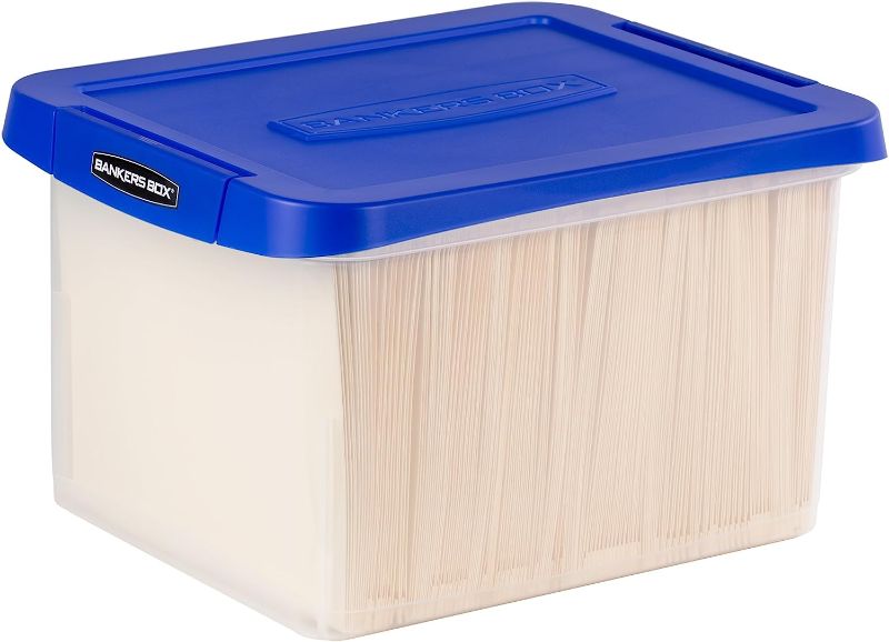 Photo 1 of Bankers Box Heavy Duty Plastic File Storage Box with Hanging Rails, Letter/Legal, 1 Pack (0086205)