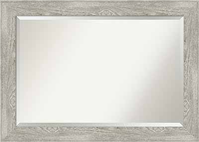 Photo 2 of Amanti Art Beveled Bathroom Mirror (30 x 42 in.), Dove Greywash Frame - Wall Mirror Grey, Large