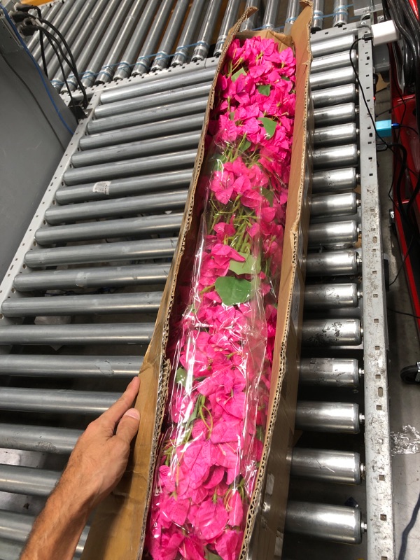 Photo 2 of 40Pcs in Bulk Artificial Bougainvillea Silk Flowers Branches Long Plant Stems 45" for Wedding Centerpieces, Bussiness Decoration Project, Indoor & Outdoor Decoration (Hot Pink - 40Pcs)