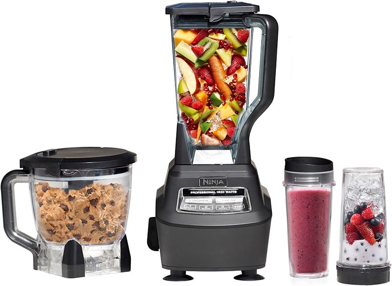 Photo 1 of **INCOMPLETE**Ninja BL770 Mega Kitchen System, 1500W, 4 Functions for Smoothies, Processing, Dough, Drinks & More, with 72-oz.* Blender Pitcher, 64-oz. Processor Bowl, (2) 16-oz. To-Go Cups & (2) Lids, Black
