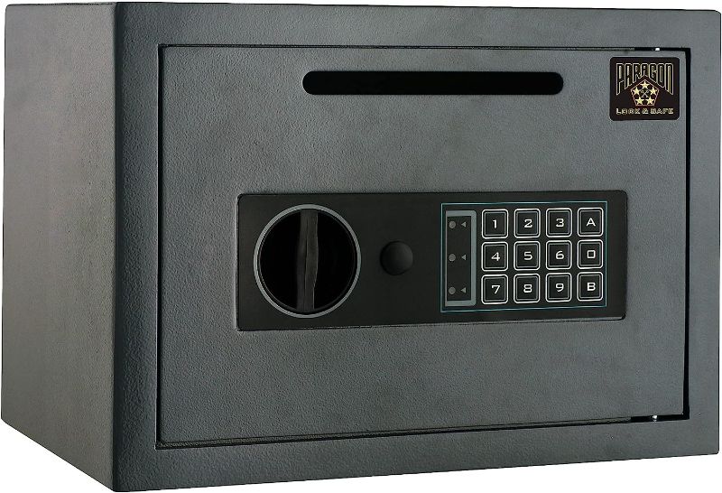 Photo 1 of STALWART 7804 Electronic Depository Drop Safe Box – 0.54cf Heavy Duty Solid Steel Safe with Digital Keypad and 2 Manual Override Keys for Home or Office (Light Gray)
