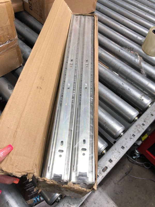 Photo 2 of 6 Pairs of 24 Inch Hardware 3-Section Full Extension Ball Bearing Side Mount Drawer Slides,100 LB Capacity Drawer Slide 24 Inch Zinc Plated