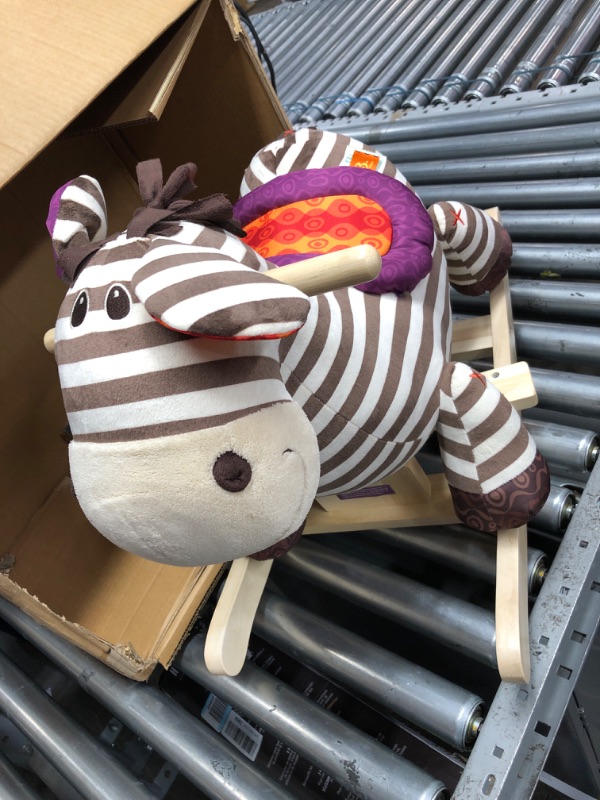 Photo 2 of B. toys by Battat Kazoo Wooden Rocking Zebra – Rodeo Rocker – Plush Ride On Zebra Rocking Horse for Toddlers and Babies 18m+, B. Rocking Zebra , White