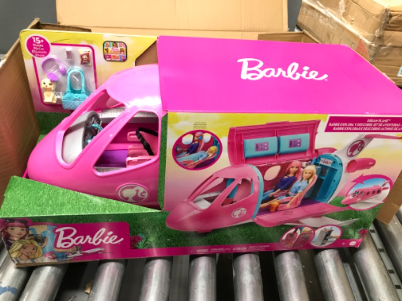 Photo 2 of Barbie Dreamplane Airplane Toys Playset with 15+ Accessories Including Puppy, Snack Cart, Reclining Seats and More Standard