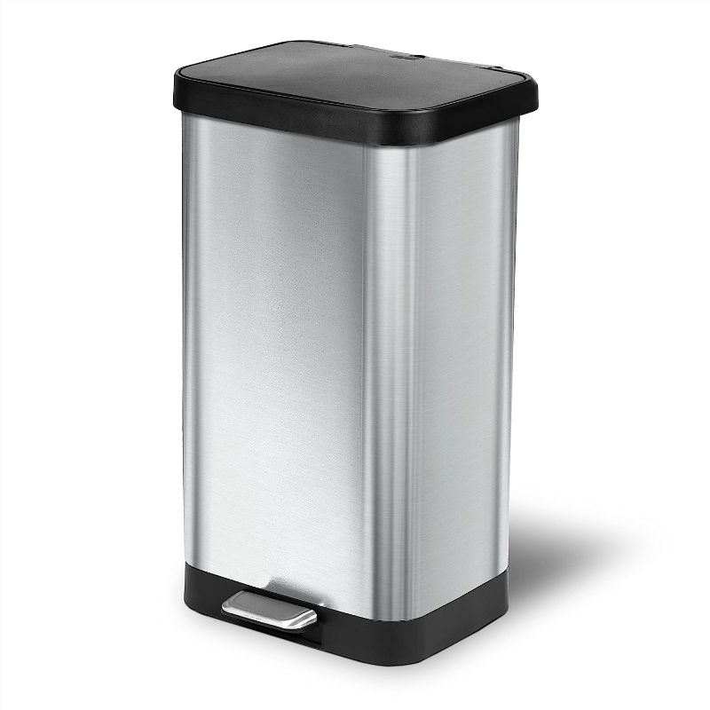 Photo 1 of  Stainless Steel Step Trash Can with Clorox Odor Protection | Large Metal Kitchen Garbage Bin with Soft Close Lid, Foot Pedal