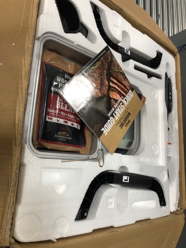 Photo 5 of Ninja OG751 Woodfire Pro Outdoor Grill with Built-In Thermometer, 7-in-1 Master Grill, BBQ Smoker, & Outdoor Air Fryer Plus Bake, Roast, Dehydrate & Broil, Woodfire Technology, Weather-Resistant, Grey Smart Thermometer + Woodfire Grill