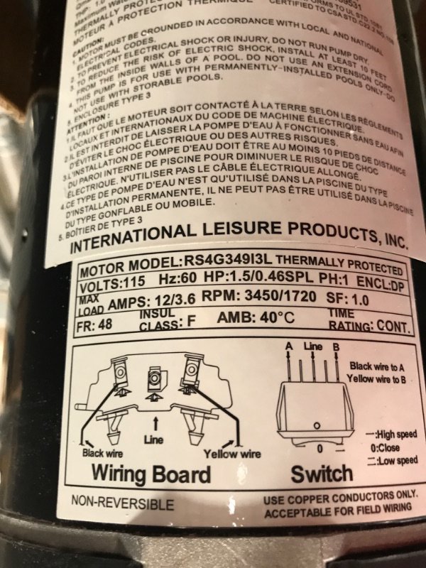 Photo 3 of ***POWERS ON*** HYDROTOOLS By SWIMLINE 71206 Hydro-Flo 0.25 HP 1980 GPH ABOVE GROUND Powerful Pool Pump 1 Speed Vertical Discharge 115V Energy Saving Silent Noise DOE Certified 0.25 HP (Small)