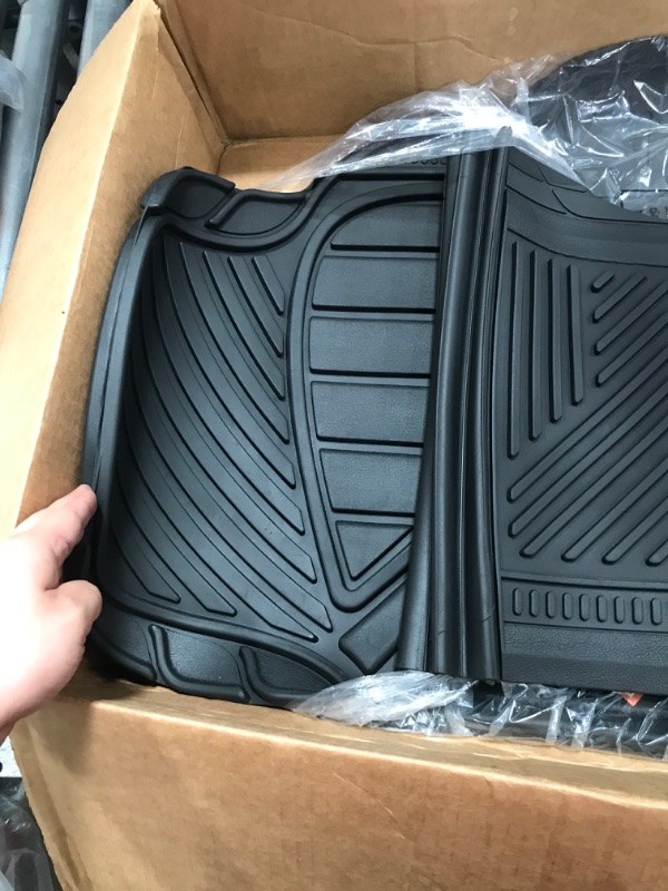 Photo 3 of Motor Trend FlexTough Performance All Weather Rubber Car Floor Mats with Cargo Liner (Black) & 923-BK Black FlexTough Contour Liners-Deep Dish Heavy Duty Rubber Floor Mats for Car SUV Truck & Van