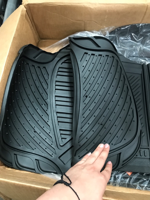 Photo 2 of Motor Trend FlexTough Performance All Weather Rubber Car Floor Mats with Cargo Liner (Black) & 923-BK Black FlexTough Contour Liners-Deep Dish Heavy Duty Rubber Floor Mats for Car SUV Truck & Van