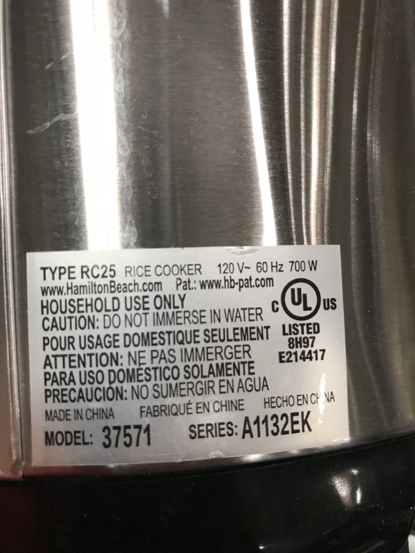 Photo 5 of ***POWERS ON*** Hamilton Beach Digital Programmable Rice and Slow Cooker & Food Steamer, 20 Cups Cooked (10 Cups Uncooked), 14 Pre-Programmed Settings for Sear Saute, Hot Cereal, Soup, Nonstick Pot, Stainless Steel