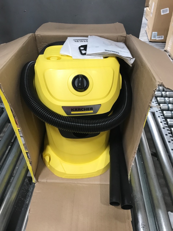 Photo 2 of Kärcher - WD 4 Multi-Purpose Wet-Dry Vacuum Cleaner - 5.3 Gallon - With Attachments, Space-Saving Design - 1100W - 2022 Edition,Yellow
