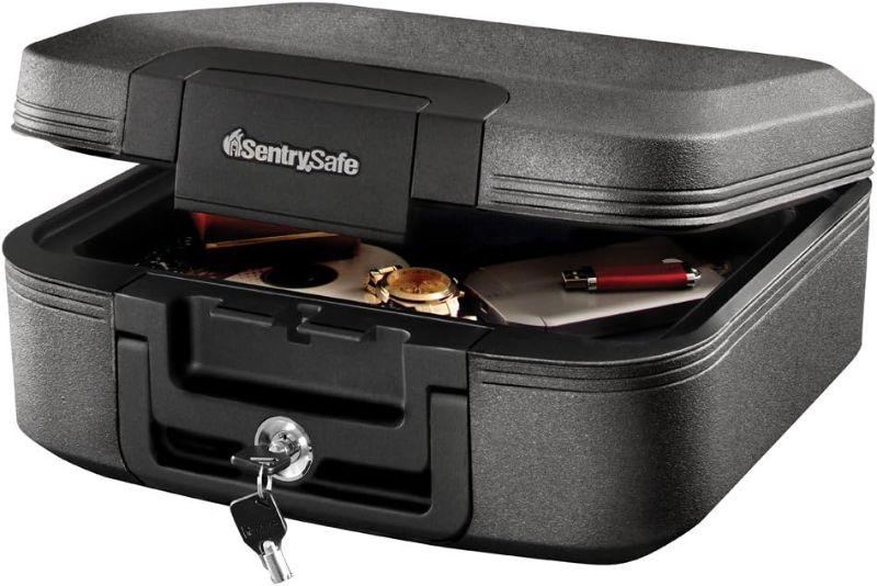 Photo 1 of SentrySafe Fireproof and Waterproof Safe Box with Key Lock, Fire and Water Chest Safe for Valuables, 0.28 Cubic Feet, 6.6 x 15.4 x 14.3 Inches, CHW20221