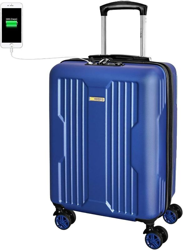 Photo 1 of **2 WHEELS BENT, DOES NOT ROLL WELL** DON PEREGRINO Carry on Luggage 22x14x9, Hardside Carry on Suitcase with 4 Double Wheels