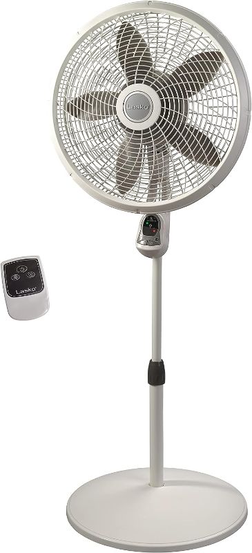 Photo 1 of ***POWERS ON*** Lasko Cyclone Pedestal Fan, Adjustable Height, Remote Control, Timer, 3 Speeds, for Bedroom, Kitchen, Office and Living Room, 18", White, 1885, Large