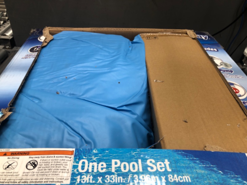Photo 1 of Bestway Fast Set Round Inflatable Pool Set, 13ft x 33in | Rattan Print | Circular Above Ground Pool | Includes Filter Pump & Repair Patch 13' x 33" Rattan