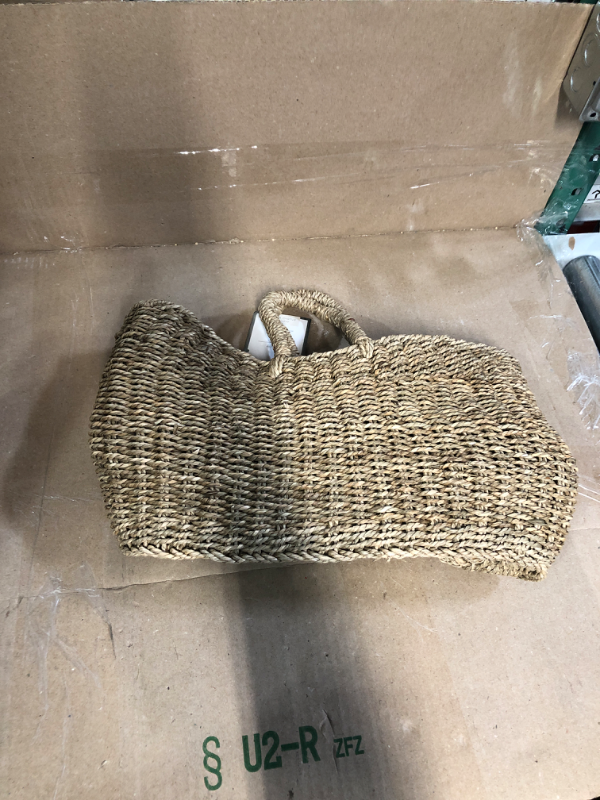 Photo 2 of 16 x 6 x 13 Tapered Oval Seagrass Braided Basket Natural - Threshold designed with Studio McGee