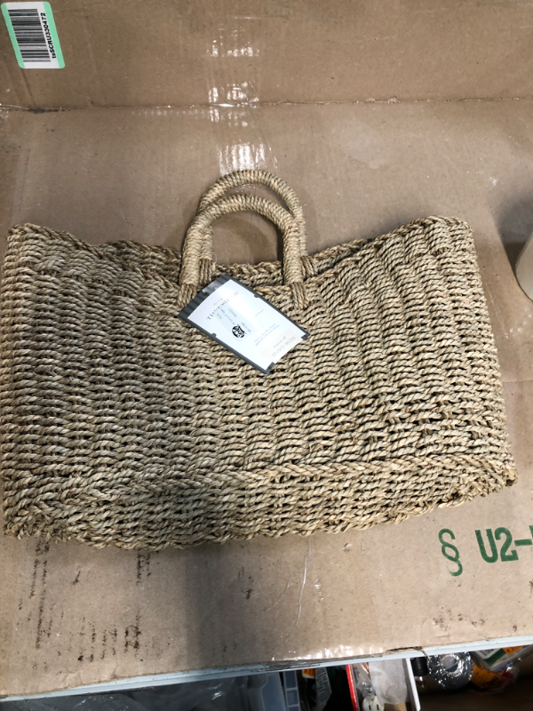 Photo 2 of 16 x 6 x 13 Tapered Oval Seagrass Braided Basket Natural - Threshold designed with Studio McGee