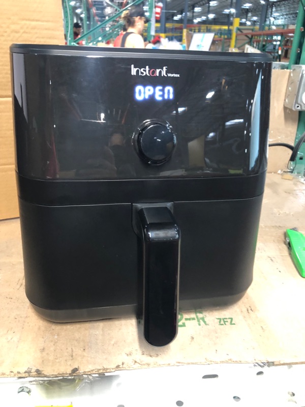 Photo 2 of **BROKEN HANDLE** Instant Vortex 5.7 Quart Air Fryer, Customizable Smart Cooking Programs, Digital Touchscreen, Grill Plate and Skewer Set, Black