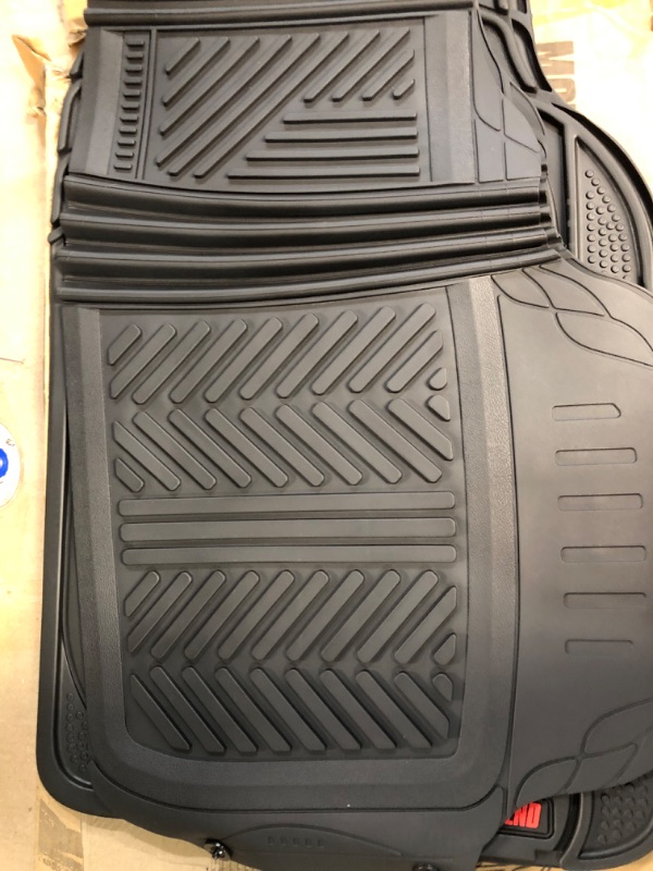 Photo 2 of FAIRLY NEW**Motor Trend FlexTough Performance All Weather Rubber Car Floor Mats - 3 Piece Floor Mats Automotive Liners for Cars Truck SUV, Heavy-Duty Waterproof (Black)