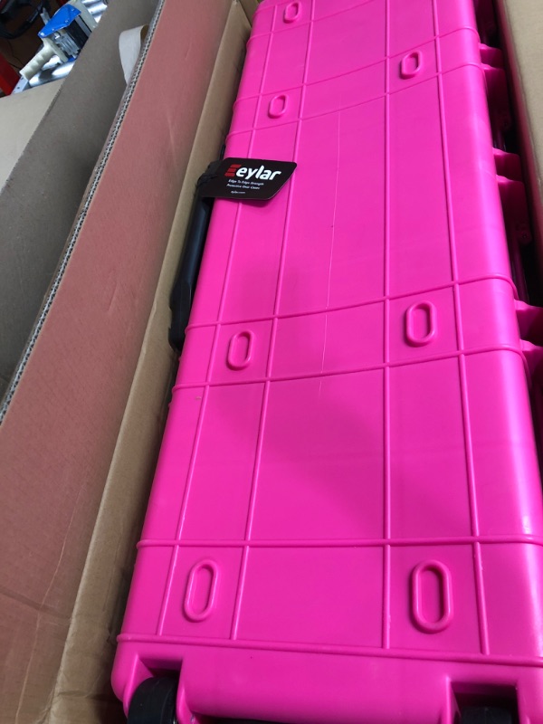 Photo 2 of Eylar 44 Inch Protective Roller Tactical Rifle Hard Case with Foam, Mil-Spec Waterproof & Crushproof, Two Rifles Or Multiple Guns, Pressure Valve with Lockable Fittings Pink