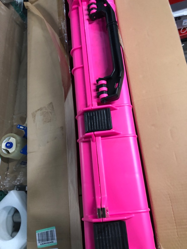 Photo 3 of Eylar 44 Inch Protective Roller Tactical Rifle Hard Case with Foam, Mil-Spec Waterproof & Crushproof, Two Rifles Or Multiple Guns, Pressure Valve with Lockable Fittings Pink