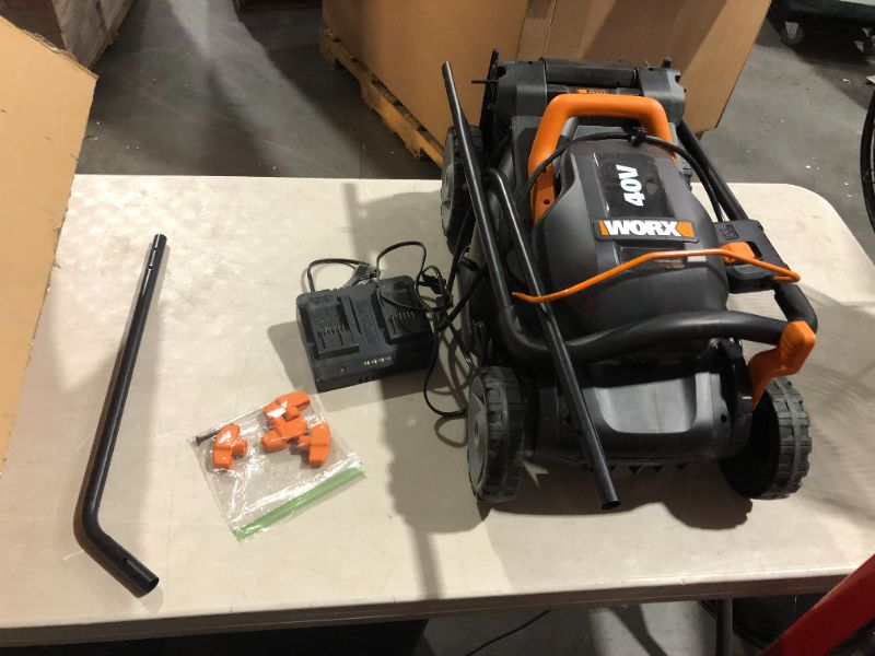 Photo 2 of Worx WG779 40V Power Share 4.0Ah 14" Cordless Lawn Mower (Batteries & Charger Included) & WORX 20V GT 3.0 (1) Battery & Charger Included