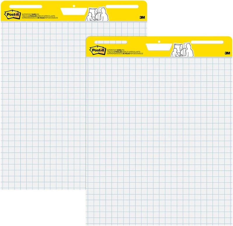 Photo 1 of Post-it Super Sticky Easel Pad, 25 in x 30 in, White, 30 Sheets/Pad, 2 Pad/Pack, Large White Premium Self Stick Flip Chart Paper