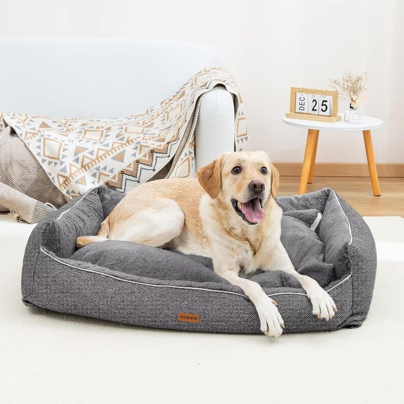 Photo 1 of  Dog Bed for Large Dogs, Washable Rectangle Sleeping Puppy Bed, GRAY