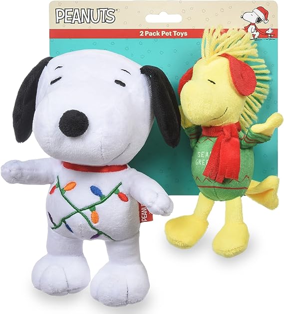 Photo 1 of 3 pack Peanuts for Pets Snoopy Santa and Woodstock Elf Holiday Dog Toy Set 2 Pack | Santa Snoopy and Woodstock Plush Squeaky Dog Toys