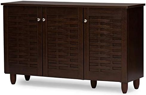 Photo 1 of **MISSING PARTS** Baxton Studio Wholesale Interiors Winda Modern and Contemporary 3-Door Dark Brown Wooden Shoes Storage Cabinet