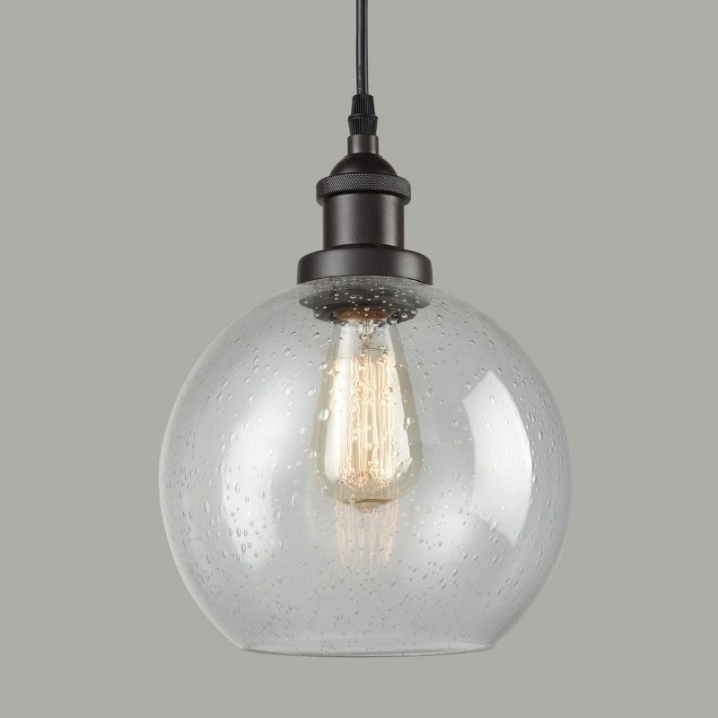 Photo 1 of Industrial Vintage Seeded Bubble Glass Globe Pendant Light