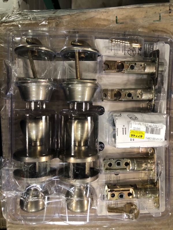 Photo 1 of Kwikset 242 Tylo Entry Knob and Single Cylinder Deadbolt Project Pack in Antique Brass