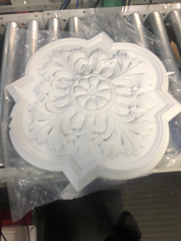 Photo 4 of **damaged**Ekena Millwork CM20BO Bonetti Ceiling Medallion, 20"OD x 1 3/4"P (Fits Canopies up to 5 1/8"), Factory Primed