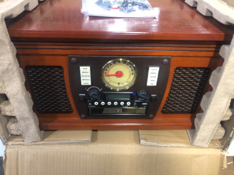 Photo 4 of Victrola 8-in-1 Bluetooth Record Player & Multimedia Center, Built-in Stereo Speakers