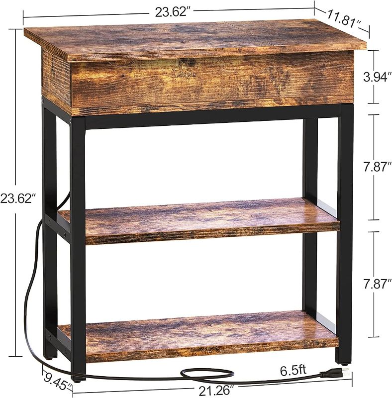 Photo 1 of **stock photo for reference only**End Table with Charging Station Nightstands with Storage Shelves