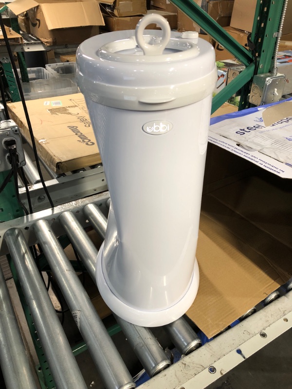 Photo 2 of **damaged**Ubbi Steel Odor Locking, Diaper Pail, White